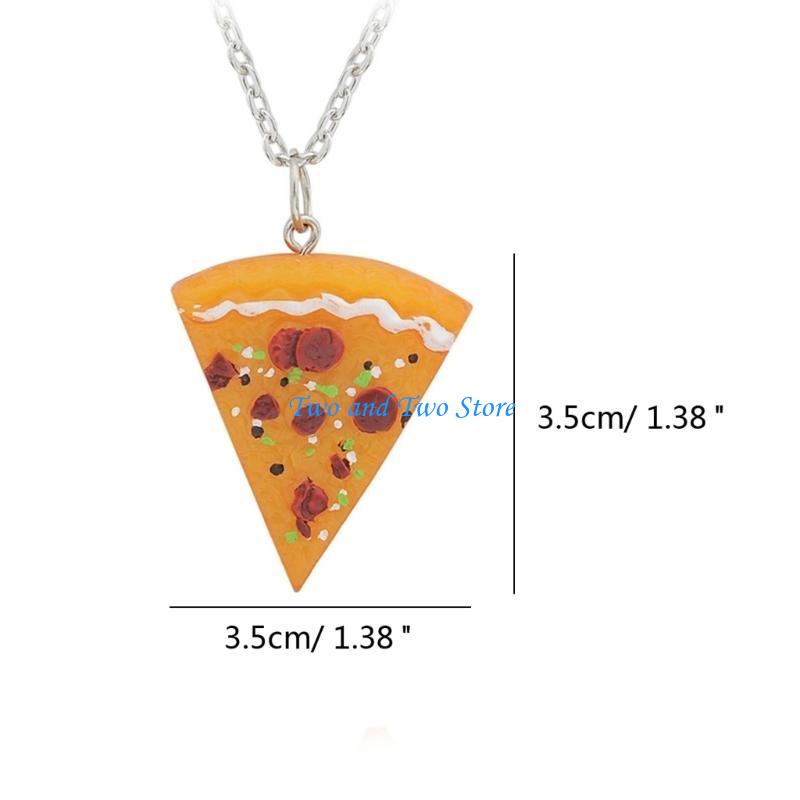 HX6F Set mit 7 modischen Pizza-Halsketten-/Schlüsselanhänger-Sets Dekoration für Foodie-Paare