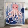 Pink Octopus Shower Curtain with Underwater Scene for Bathroom Decor Waterproof Fabric Size 72x84 Inch (S015)