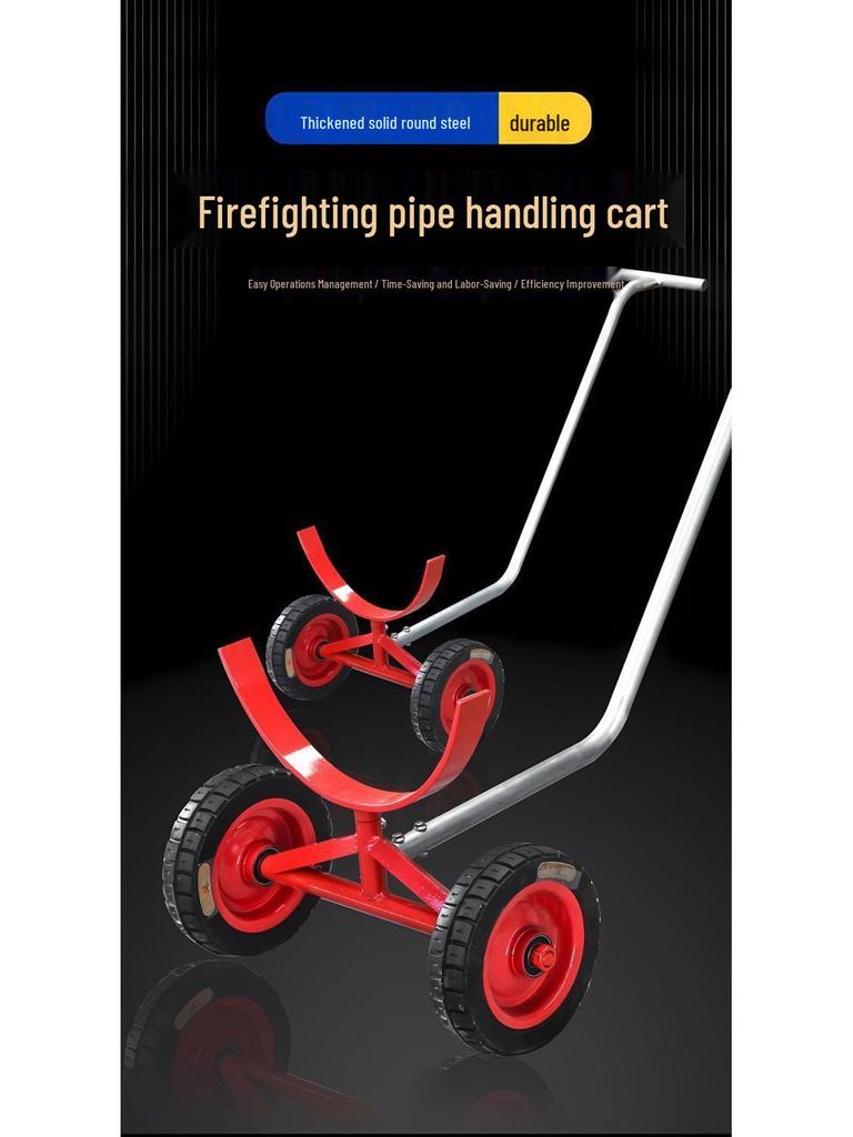 Firefighting Pipeline Handcart: Multifunctional Steel Trailer for Pipe Transport At Construction Sites