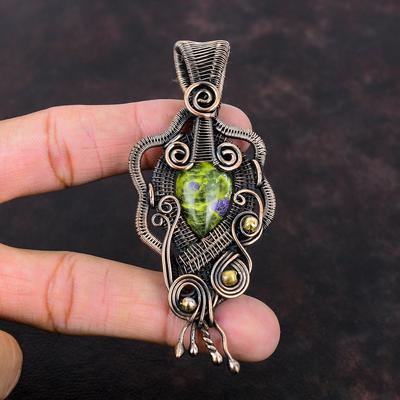 Stichtite Pendant Copper Wire Wrapped Pendant Handmade Pendant Copper Jewelry Top Quality Gemstone Pendant Designer Jewelry Gift For Mother