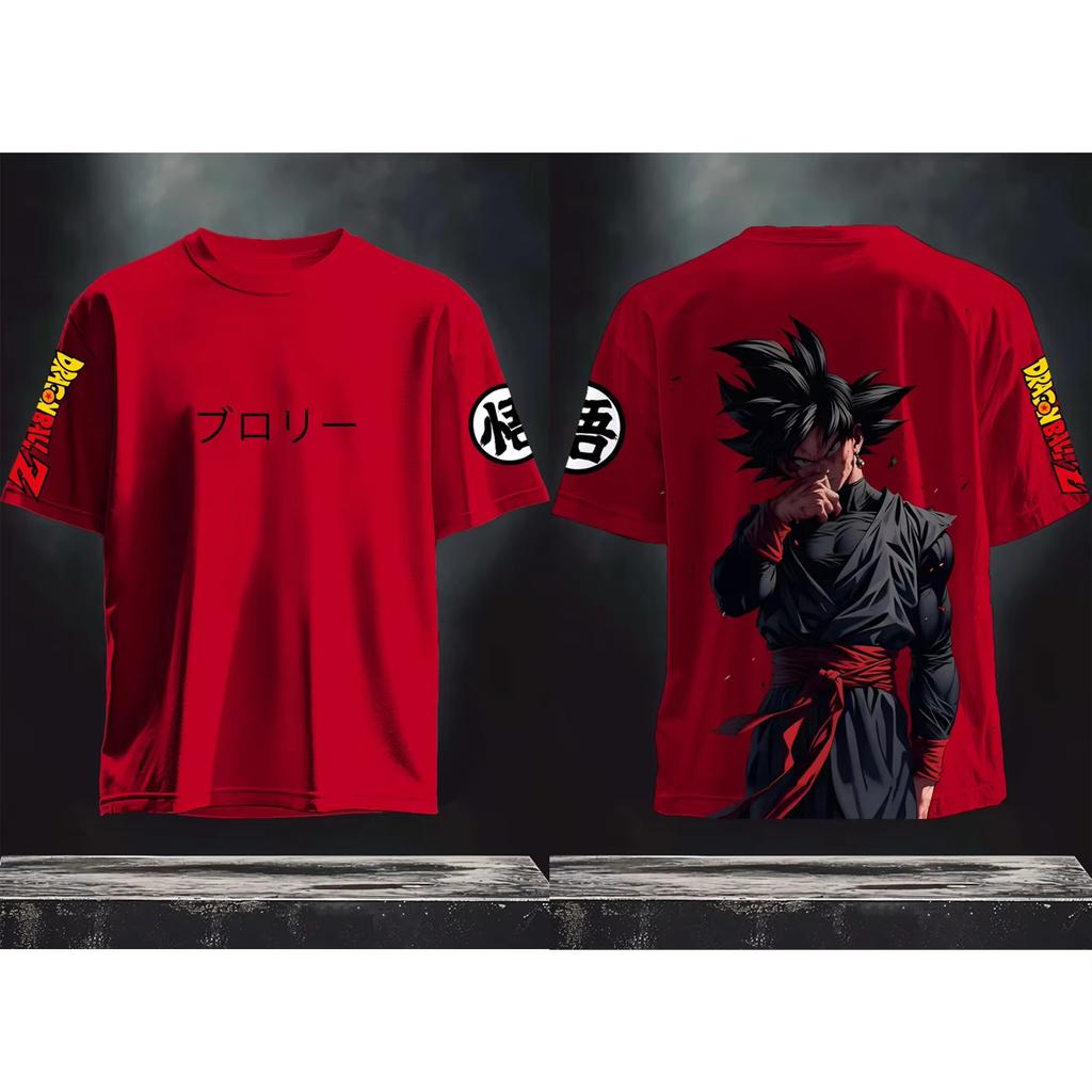 Latest Dragon Ball Anime Pattern Printed Mens Shortsleeved Tshirt  Red  2025 Fashion Trend Streetwear