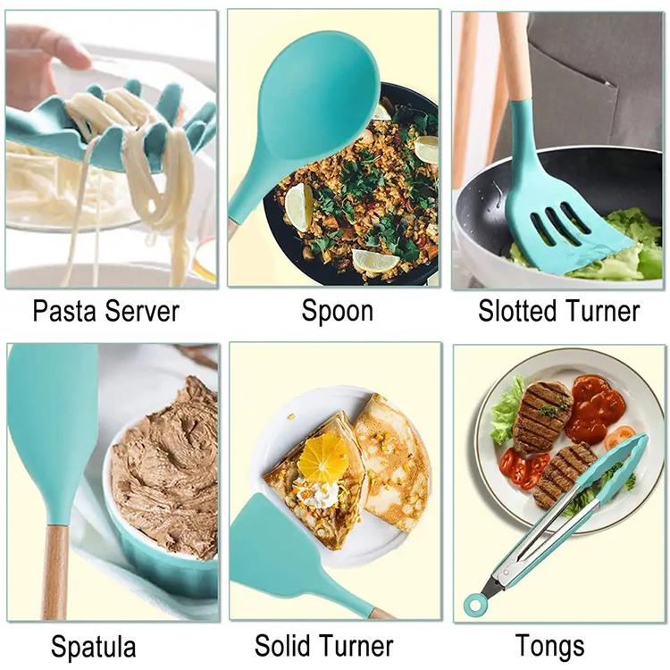 Top Seller 12 Pcs Kitchen Accessories Cooking Tools Kitchenware Silicone Kitchen Utensil Sets With Logo