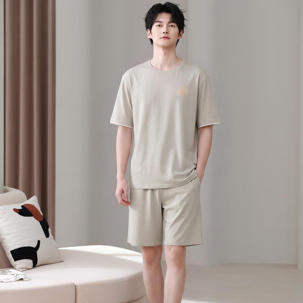 Pajamas men's summer pure cotton 1011 new short-sleeved five-point pants plus size heroic loungewear summer