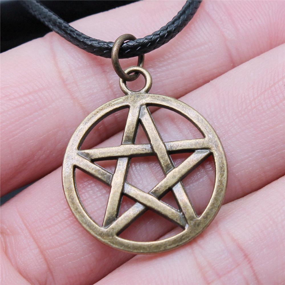 Pěticípá hvězda Slunce Měsíc Pentagram Nebeský přívěsek Starožitný bronzový kov Párový náhrdelník Trendy
