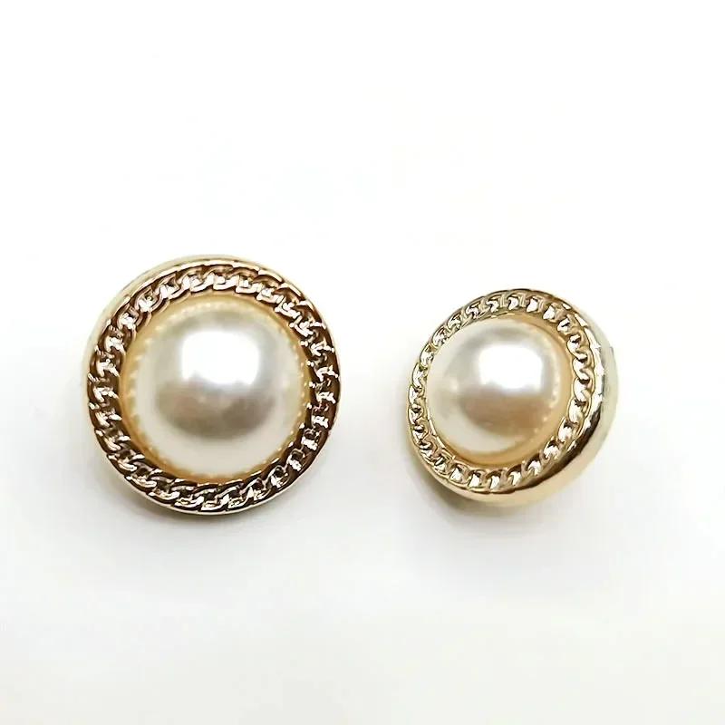 10PCS Fashionable Gold Color Buttons 15/25mm Round Plastic Shank Buttons Blouse Coat Sewing Accessories