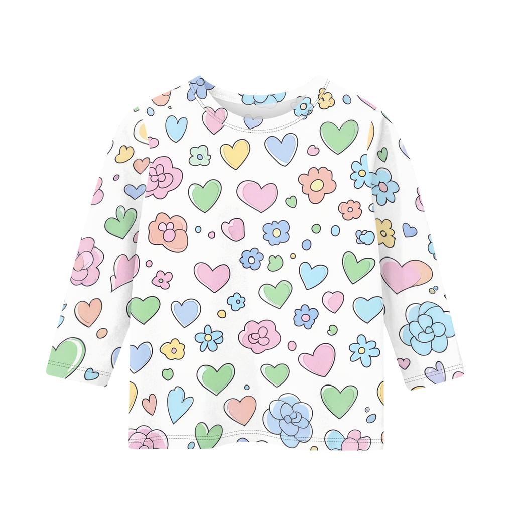 Children's Printed Round Neck Seven Quarter Sleeve Casual T-shirt