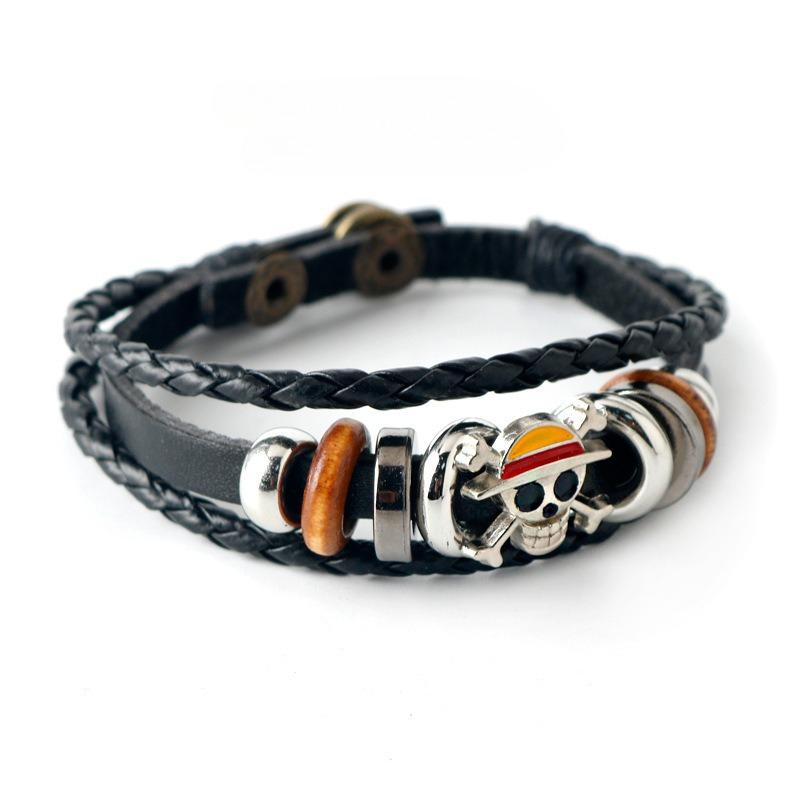 Anime Accessories One Piece Naruto Attack the Giant Woven Cowhide Bracelet Multilayer Buckle Ring Birthday Gift.