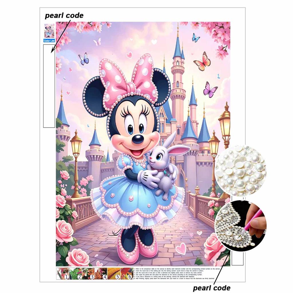 Disney Pearl Art Painting Home Wall Decor Minnie Mouse Pearl Gemstone Painting Picture Crafts Adult/Beginner Gift Creative Home Decor Unframed