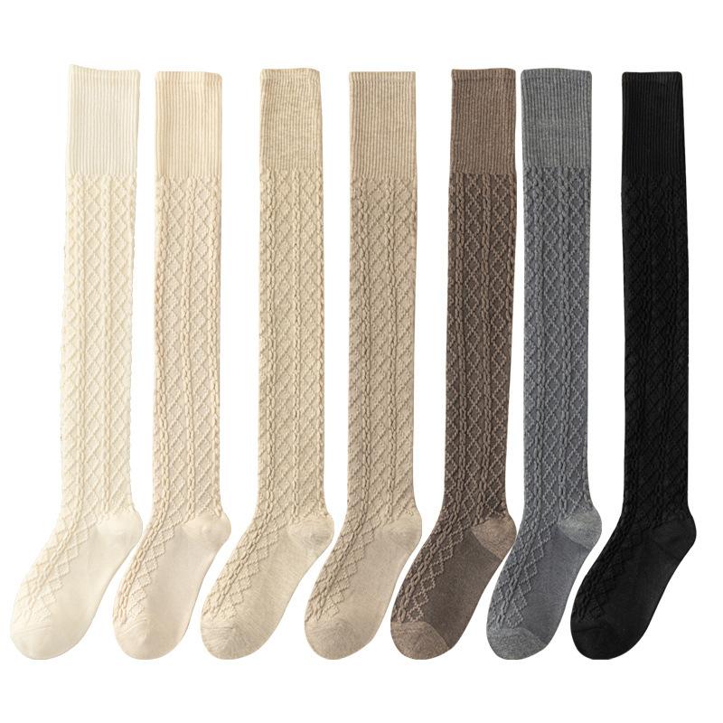 Socks, Women'S Over The Knee, Wool Socks, Twist Pattern, Anti-Slip, High-Top, Warm, Slimming, Slimming, Knee Pads, Long Stockings