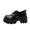 Retro Damen-Slingpumps mit dickem Absatz, Dameneinzelschuhe 2025 Frühling neu, dicksohlige Muffinsohle, britischer Stil, runde Spitze, kleine Lederschuhe Damen