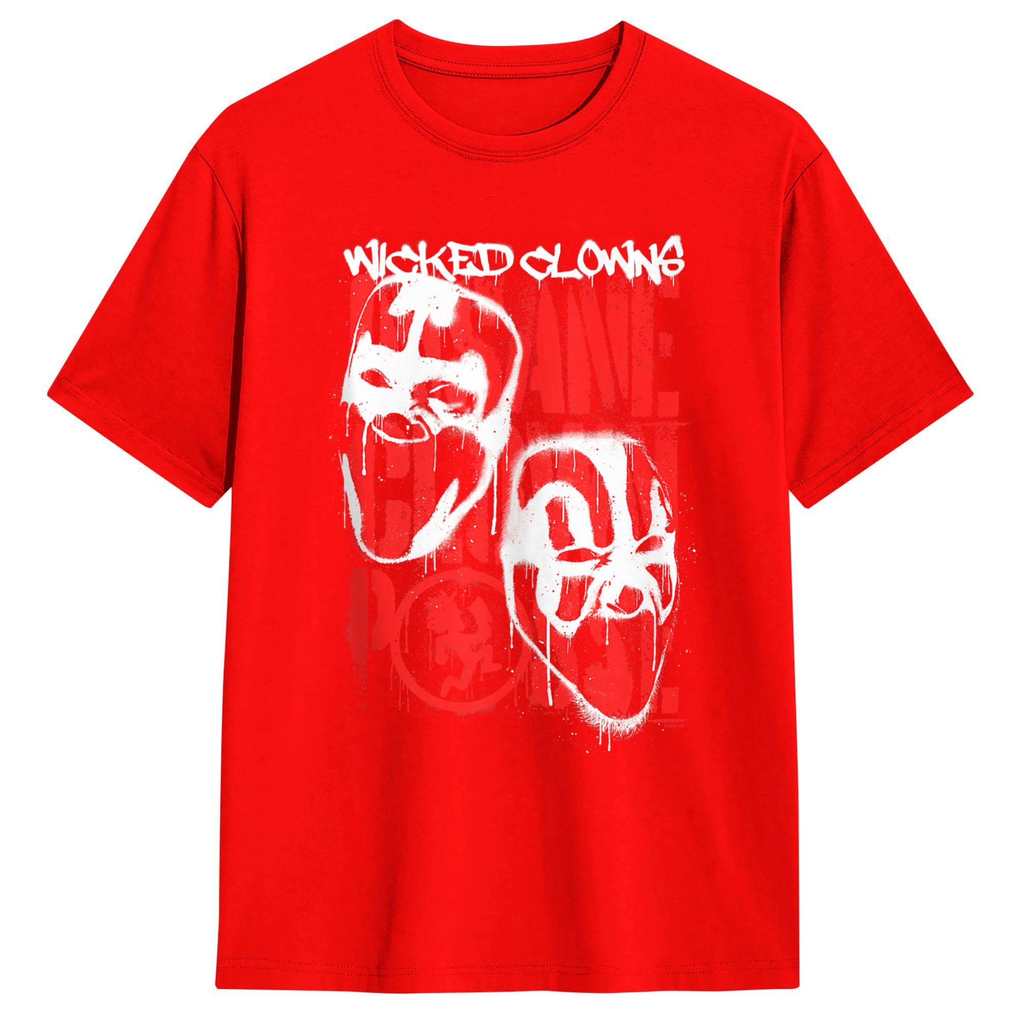 

Vintage ICP Spray Painted Wicked Clowns TShirts Unisex Crewneck Pure Cotton T Shirt Short Sleeve Tees Plus Size Clothing M