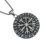 Pandantiv Busolă din Oțel Inoxidabil, Colier Disc Vânt Întunecat, Accesorii Retro Personalizate din Oțel Titan