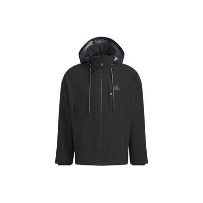 Chaqueta Estilo Futuro Rayas Reflectantes Bloque de Color Deportiva Casual con Capucha Chaqueta de Hombre Negra IM9059