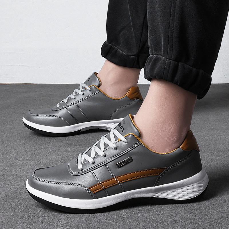 Men's Casual Pu Leather Shoes Outdoor Spring/Autumn Comfortable Flat Walking Sneakers