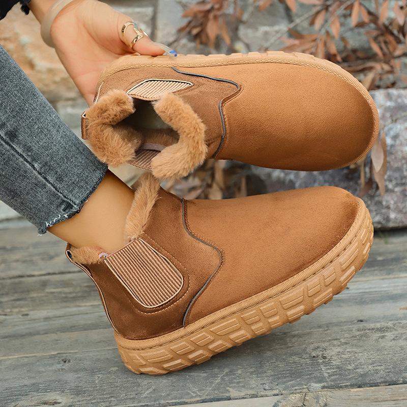 

2025 Осінь/Зима Нові Жіночі Зимові Чоботи Великого Розміру на Товстій Підошві, Персоналізована Шина, Круглий Носок, Еластична Гумка 43 світло-коричневого кольору