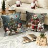 Christmas Theme Sofa Pillow Cover Snowman Print Cushion Cover Polyester Pillow Cover Car Cushion Cover