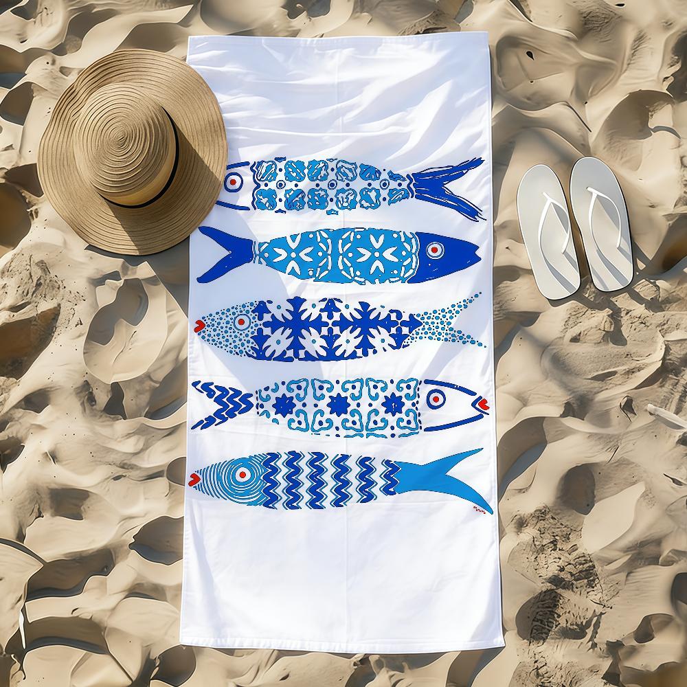 Sardines Nordic Towel Beach Towel Oversized Quick Dry Towel Absorbent Soft Swim BeachTowels for Men Women