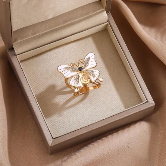 Lightweight Scarf Ring Jewelry Enamel Butterfly Ring, Sparkling Rhinestone Slide Durable for Women Retro Elegant Wrap Holder Neckerchiefs Scarves