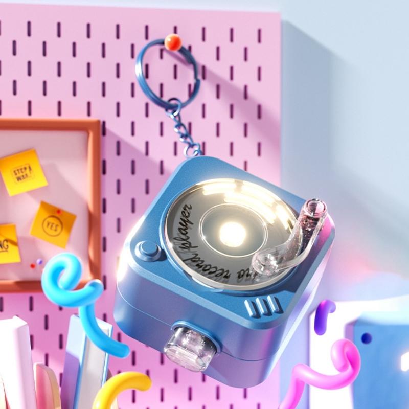 Mini Turntable Player Mini Voice Player Keychain Playbacks Feature Adjustable Volumes Knob For Daily Travel Use