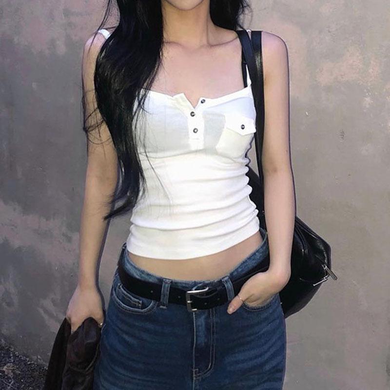 

Pocket Half-open Casual Camisole S білий