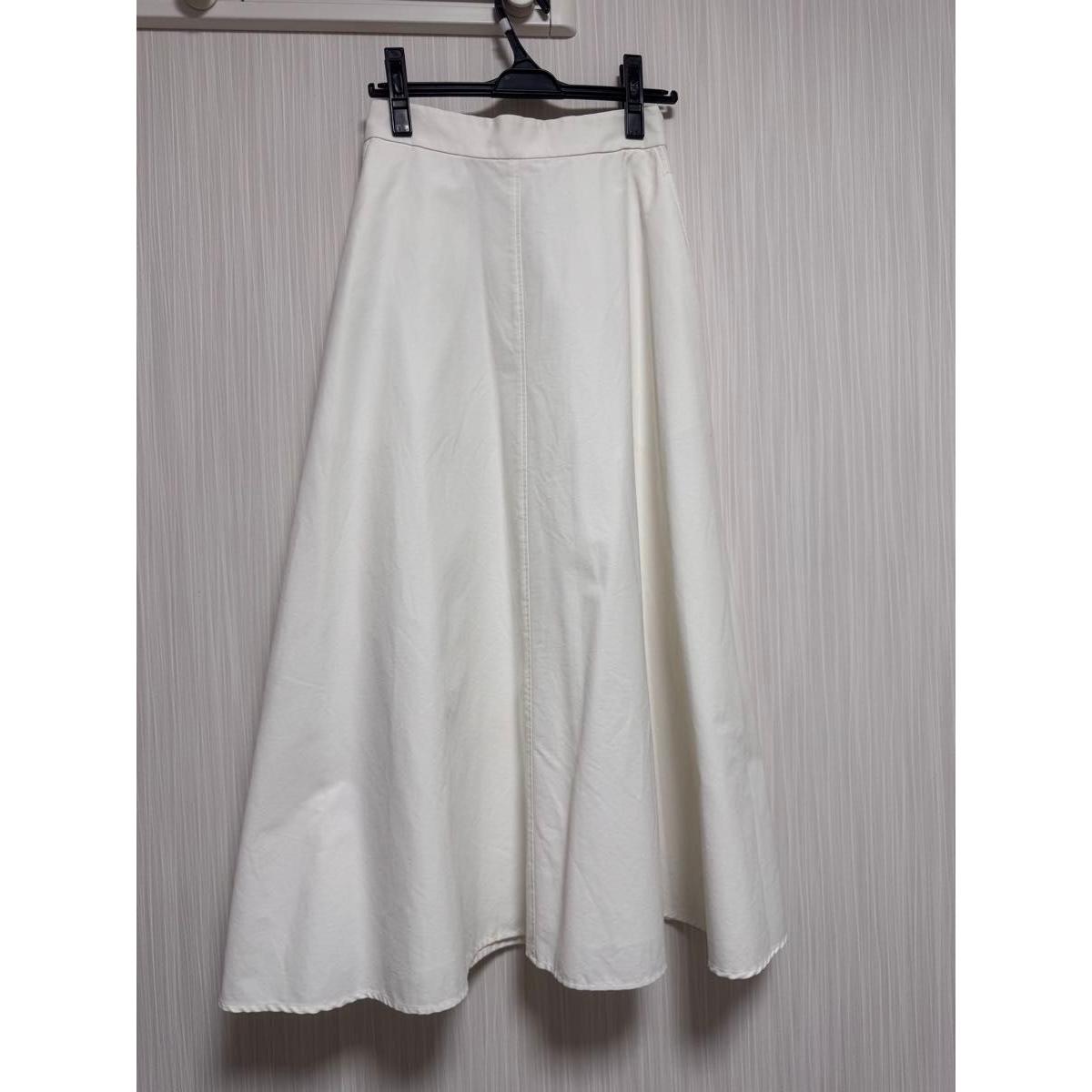 PLST Plaste Grosgrain Flare Long Skirt White