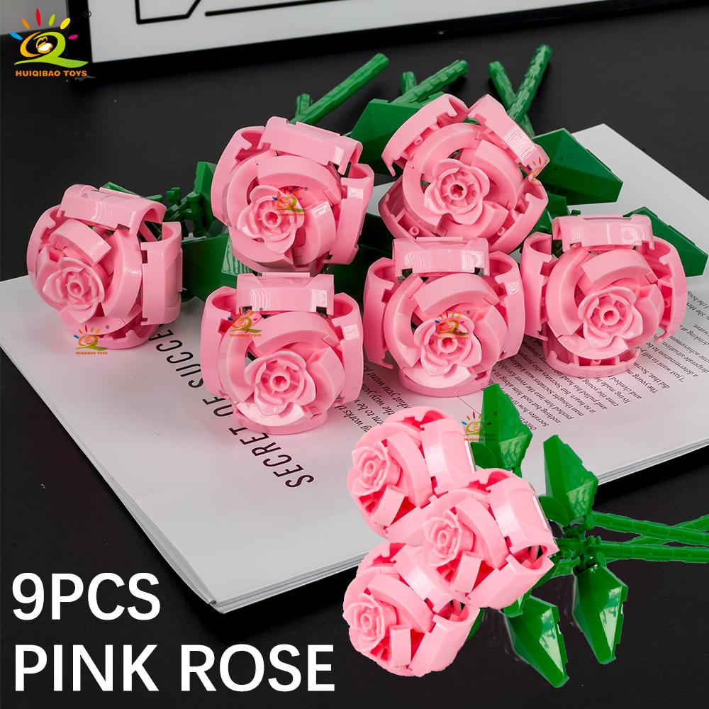 MOC Rose Flower Model Building Blocks DIY Eternal Bouquet Bricks Kits Toy For Children Girl Home Decoration Xmas Gift