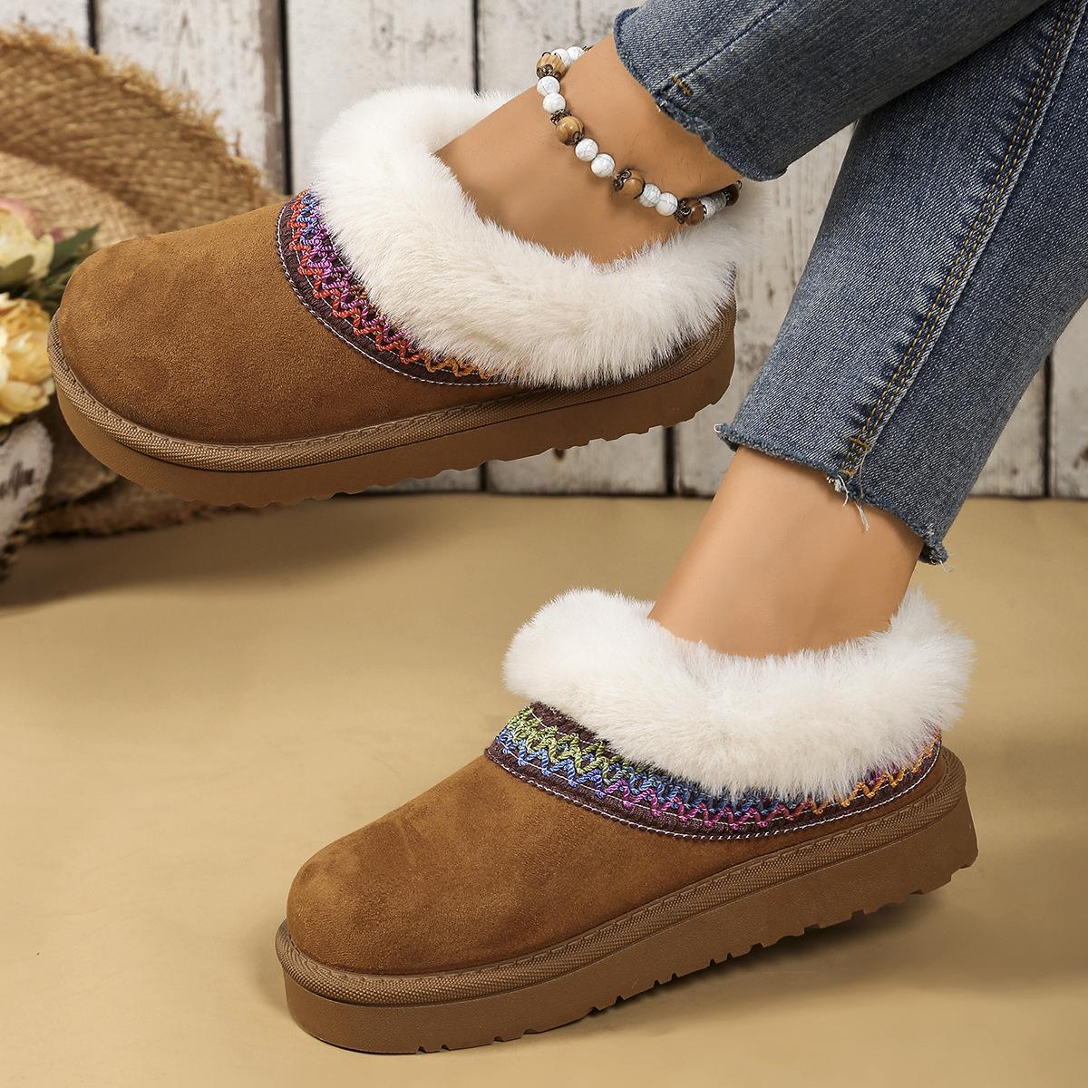 

Новые осенне-зимние сноубутсы - Замшевые универсальные теплые флисовые этнические удобные пушистые хлопковые ботинки 40 верблюд