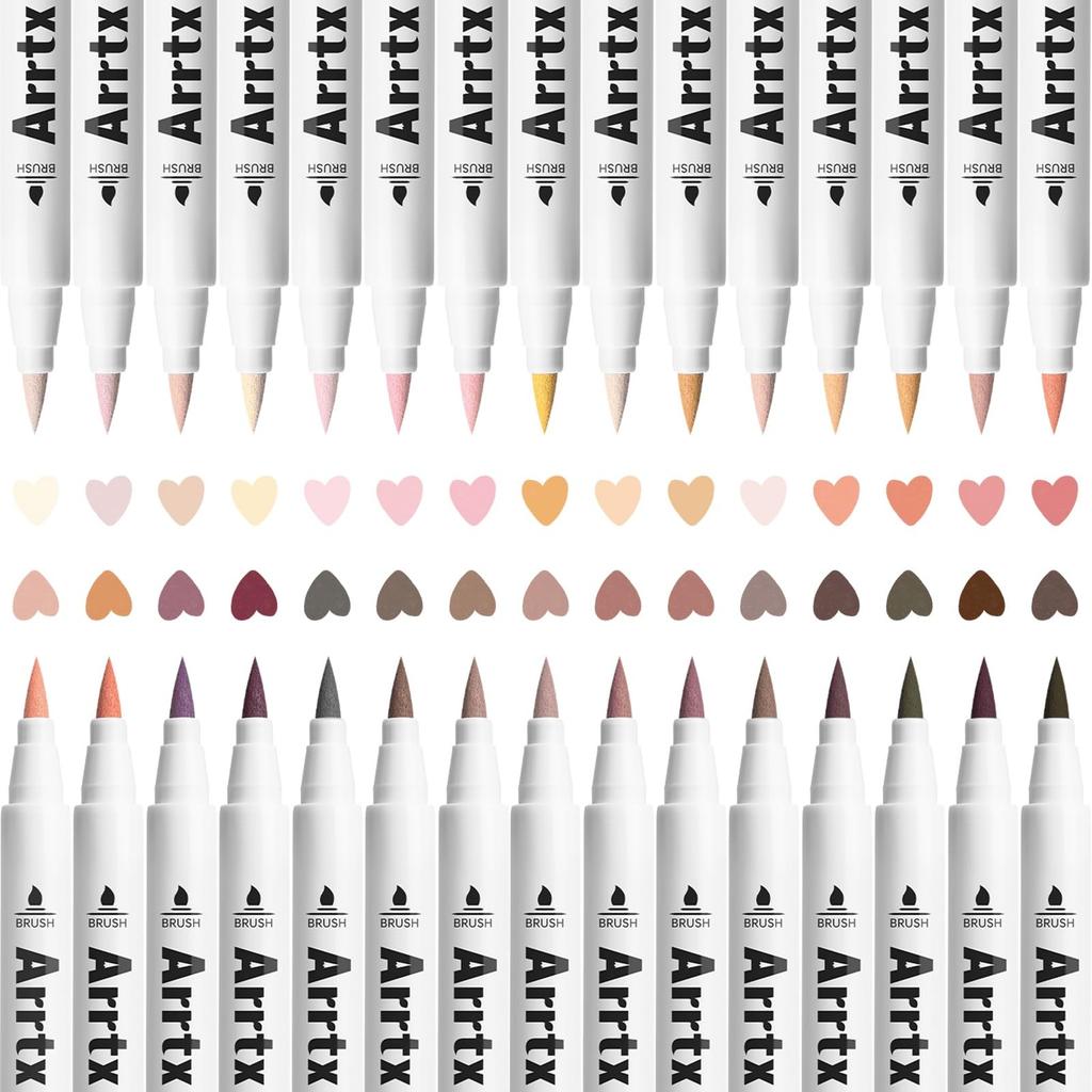 Arrtx Acrylic Paint Skin Realistic Skin Brush for Illustrations and Suitable for Professionals and Beginners Markers, Tones, 30-Color Set, Tones,