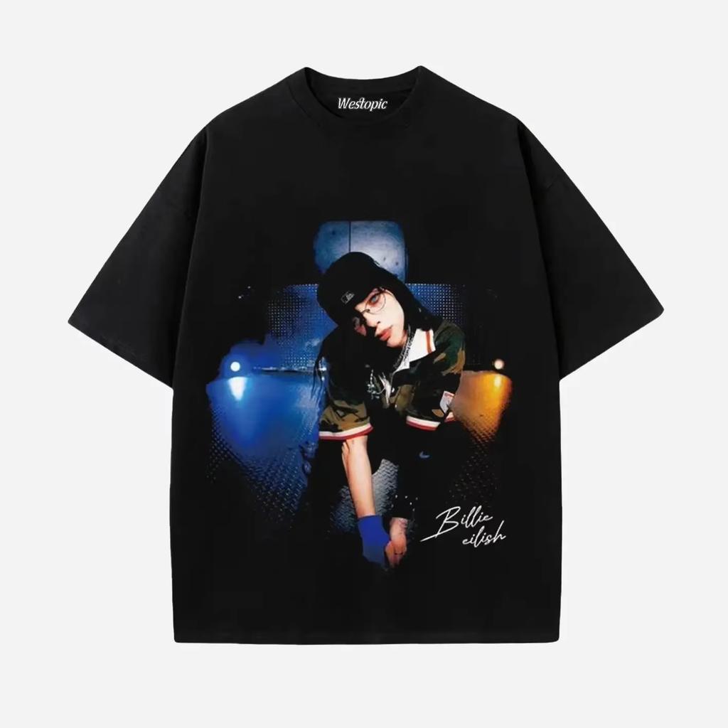 Trendy Singer BILLIE EILISH Peripherals Tshirts Unisex Women New Listing American High Street Hip Hop Cotton Tees