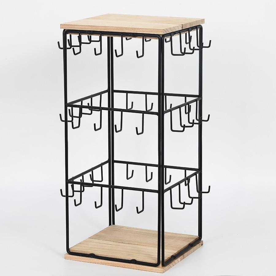 

Винтажный 3-ярусный металлический и деревянный органайзер для украшений - Регулируемая подставка для серег, ожерелий, браслетов