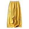 Women's Summer Thin Retro Ethnic Style Cotton and Linen Casual Pants Embroidered Comfortable Wide-legged Pants Nine Pants