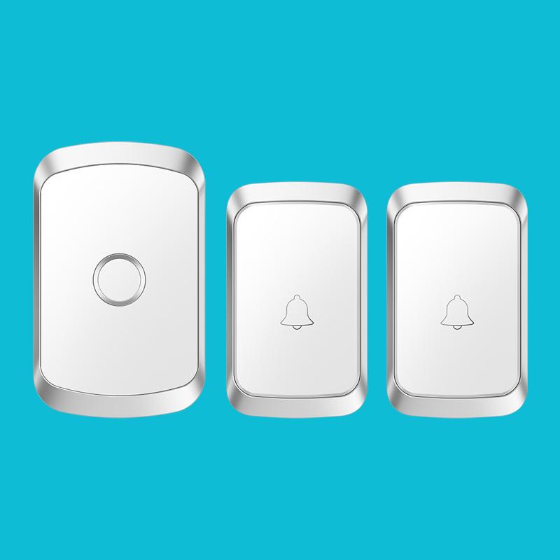 Wireless Long-Range Electronic Doorbell with Remote Control & Elderly Pager White & Silver National Standard