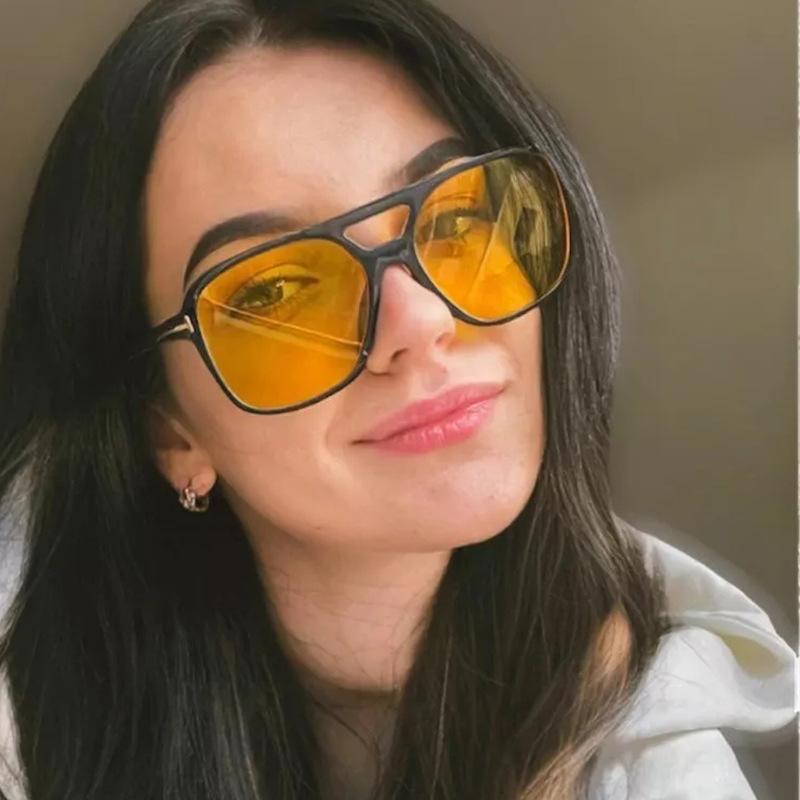 European American Style Women Sunglasses Double Bridge Square Shape Designer Sun Glasses UV400 Protection Man Sunglass