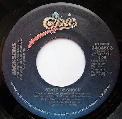 7inch Record JACKSONS - State Of Shock 3404503 Epic 1984 Canada Dance & Electronica Used