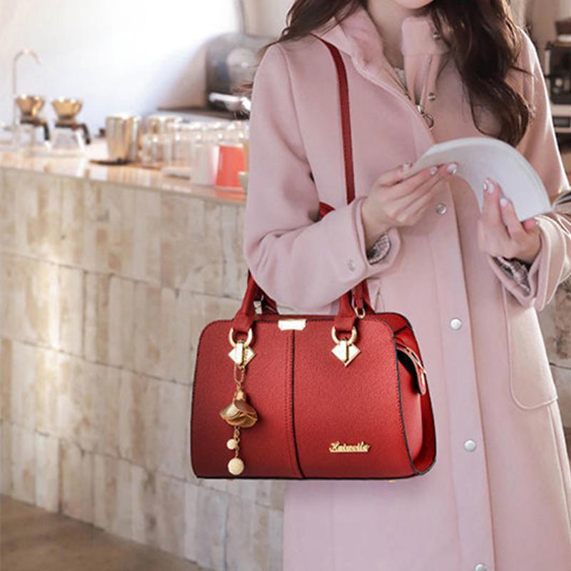 2025 New Handbags Large-capacity PU Waterproof Shoulder Bag Multi-layered Zipper Crossbody Bag Leisure Commuter Messenger Bag with Pendant