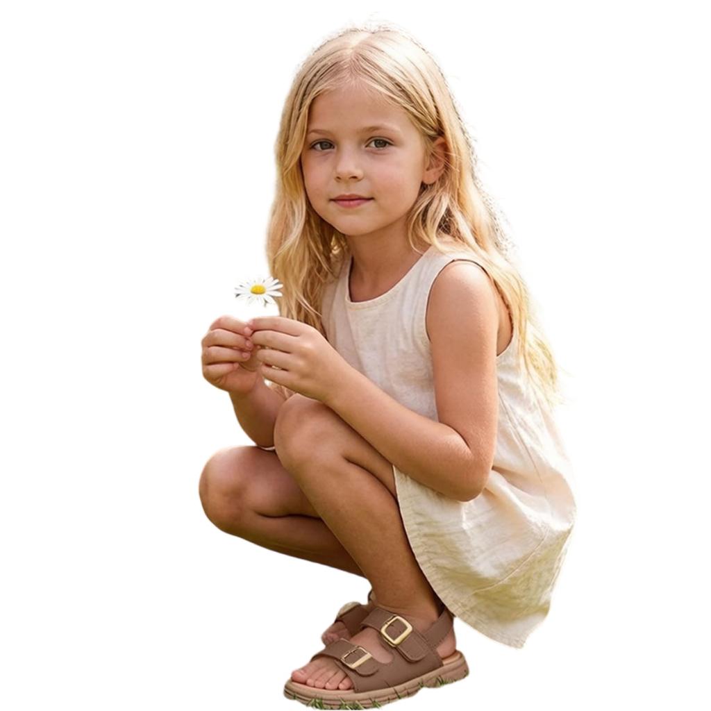 Girls Open Toe Sandals Soft Sole Beach Shoes Adjustable Buckle Straps Non Slip Lightweight Summer Footwear for Toddlers and Kids