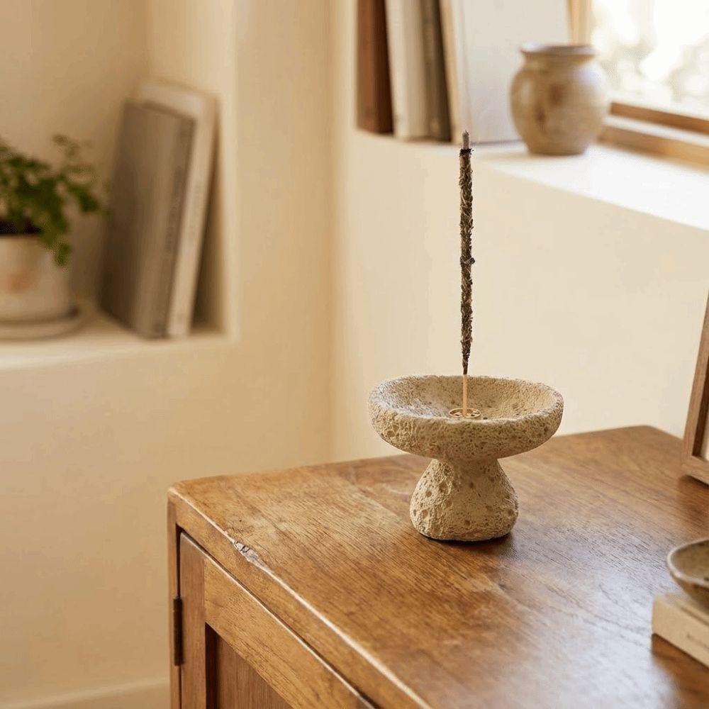 Concrete Texture Cement Incense Burners with 9 Holes Decorative Aromatherapy Holder Moon Surface Design Multi-functional