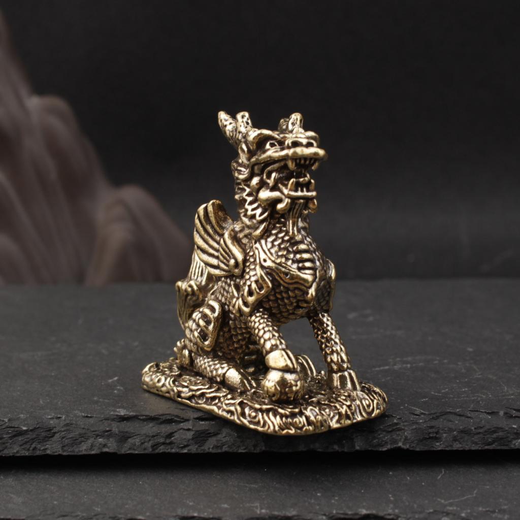 Paar Kupfer Kirin Ornamente für Schlafzimmer, Wohnzimmer, Büro, Heimdekoration, Geschäftseröffnungsgeschenk, Kupfer Wohlstand Kirin