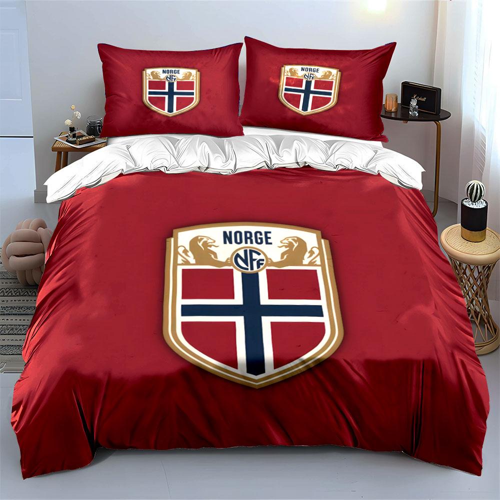 Norwegisches Emblem mit Schild. Bettwäsche-Sets Bettbezug-Sets Bettbezüge Kissenbezüge(1*Bettbezug 2*Kissenbezüge ohne Bettdecke)