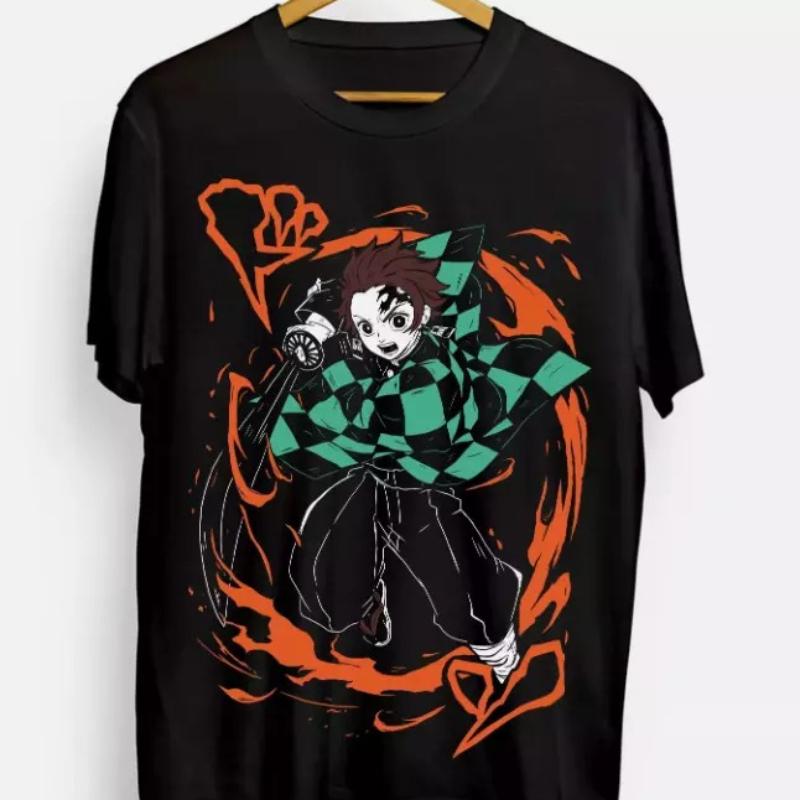 Tanjiro T-shirt Demon Killer Kimetsu No Yaiba Manga Nezuko Black Summer New Men's and Women's Streetwear