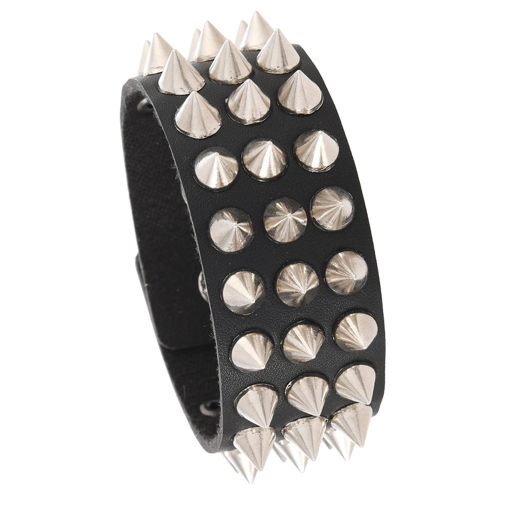 Punk Studded Bracelet Goth Bracelet Leather Rivets Spike Bracelet Cuff Adjustable Metal Wristband Gothic Accessories for Men