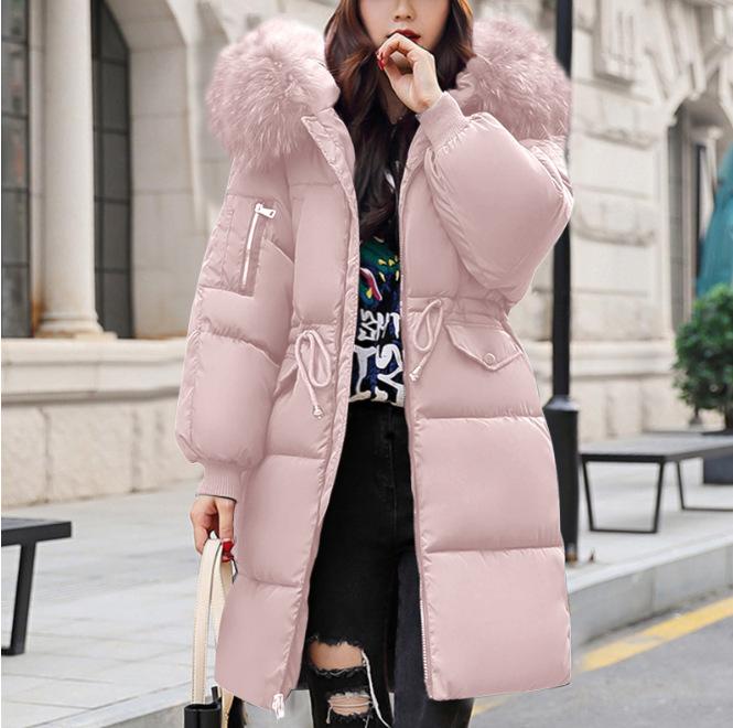 Down cotton-padded clothes, women's medium and long bread clothes, large fur collar cotton-padded jackets, new thickened cotton-padded jackets,