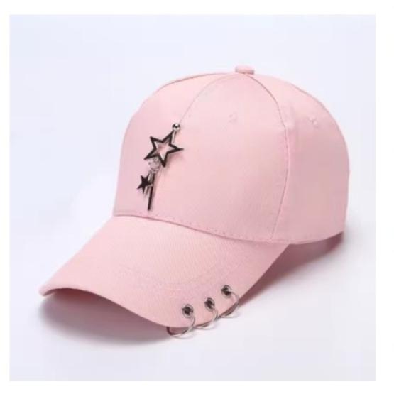 Baseball Cap Hat Metal Ring Chain Spring Summer Autumn Punk Hip Hop Rock Adjustable Unisex Men Women Outdoor Casual Cotton
