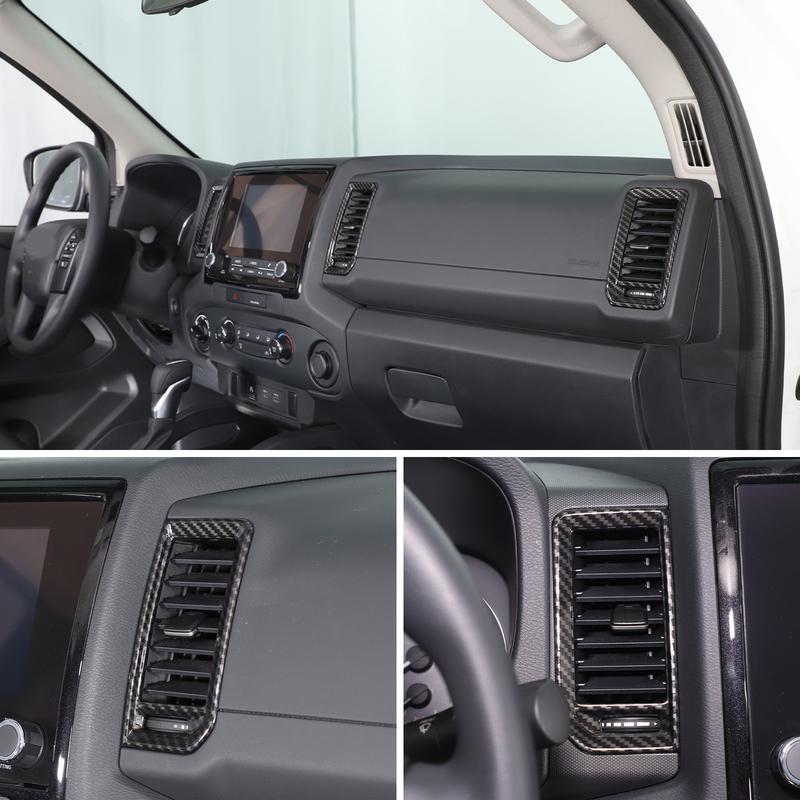 ABS Material Carbon Fiber Pattern Central Control Air Outlet Steering Wheel Grid Decorative Cover For Nissan Frontier -2024