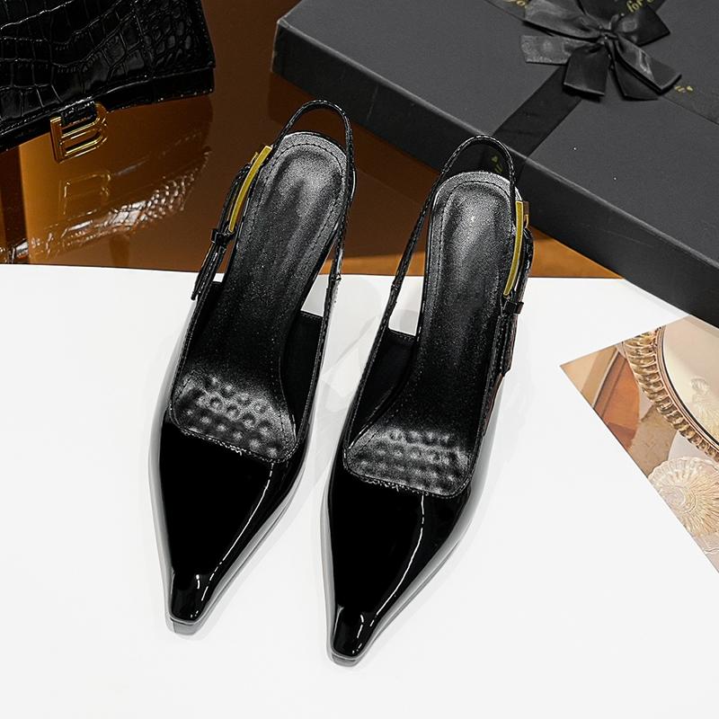 Summer Women's High Heels Pointed Toe Stiletto Fashion Single Shoes With Patent Leather Buckle High Heels