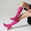 FOREADA Women Knee High Long Boots Round Toe Block High Heels Stretch Gogo Boots Ladies Fashion Shoes Autumn Winter Purple 43