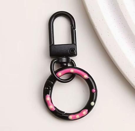 

Spring Clip Keychain Carabiner Hook with Round Ring Durable Metal Construction Lightweight Portable for Keys Bags Accessories One Size