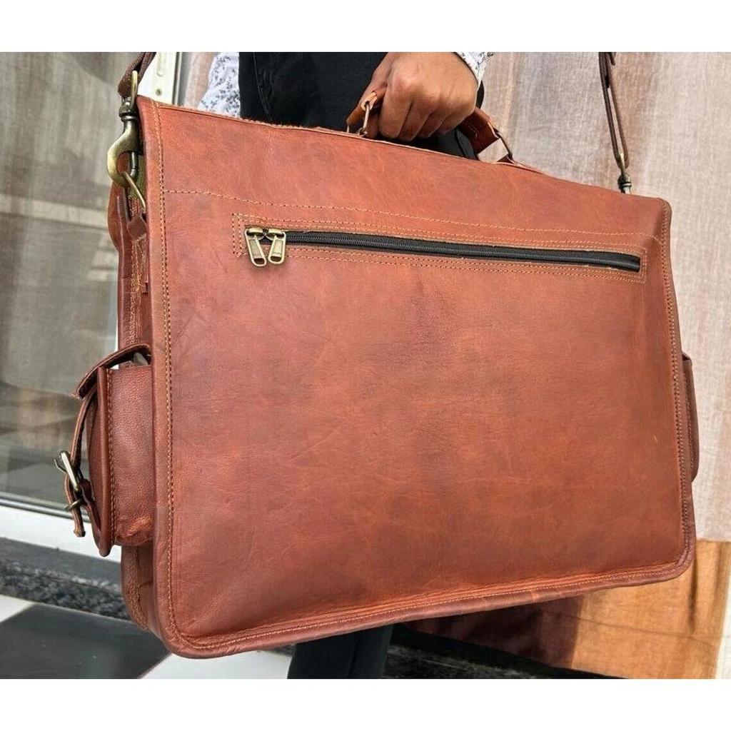 Men's Messenger Shoulder Laptop Bag Briefcase Vintage Leather Satchel Bag