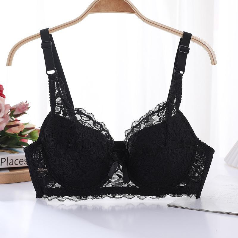 Ultra-Thin Lace Bra: Sexy, Large-Size, No Sponge, Gathered Fit