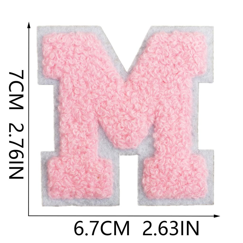 7Cm White Background Pink Character Embroidery Cloth Sticker English Towel Embroidery Letter Computer Embroidery Chapter Boy Embroidery Post